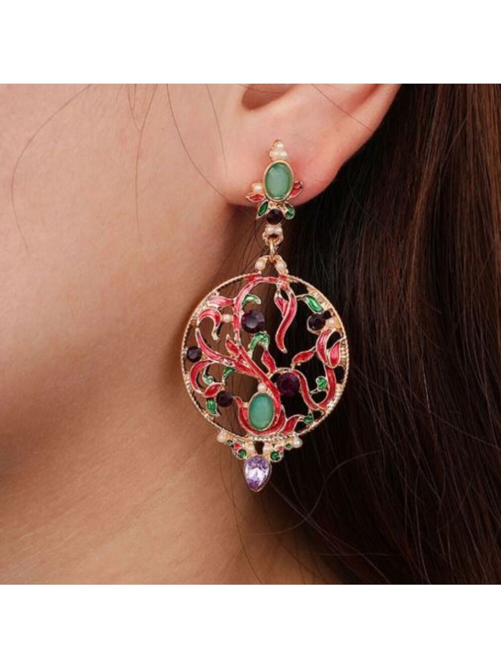 Colorful Round Post Earrings